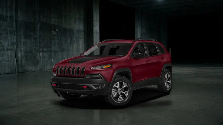 2015 Jeep Cherokee Trailhawk, Deep Cherry Red Crystal Pearlcoat, side view